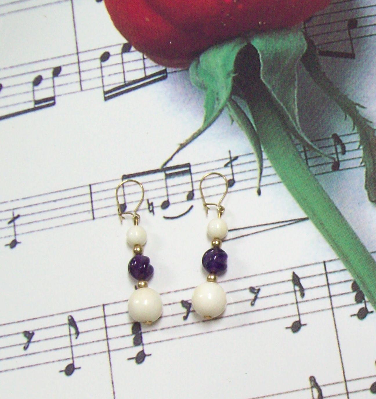 Pre-Ban Ivory Amber Earrings with 14KGF fish hook posts