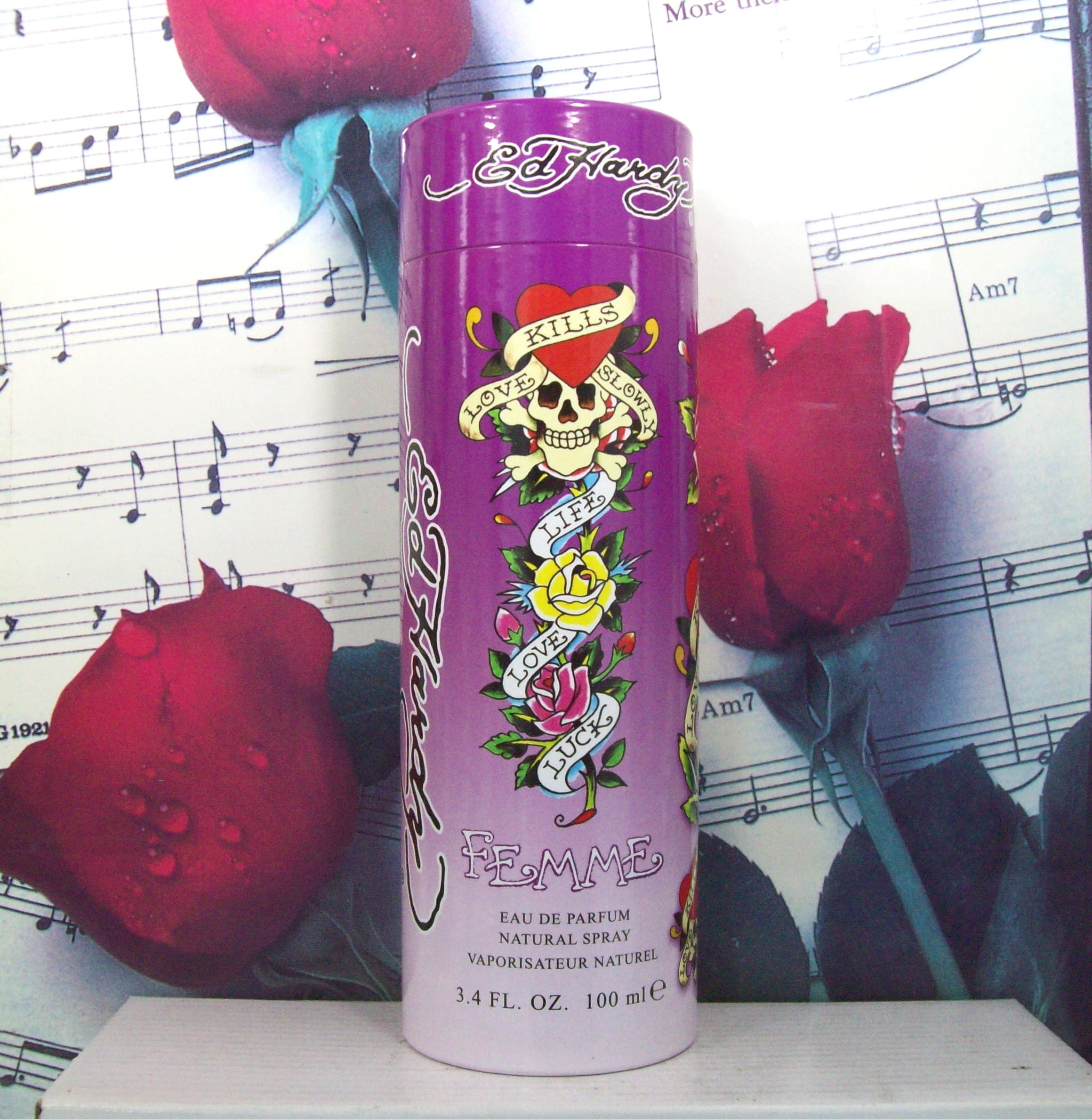 Ed Hardy Femme EDP Spray 3.4 OZ front bottle view